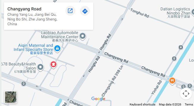 NATUNI headquarter map - Changyang Road, Jiangbei District, Ningbo